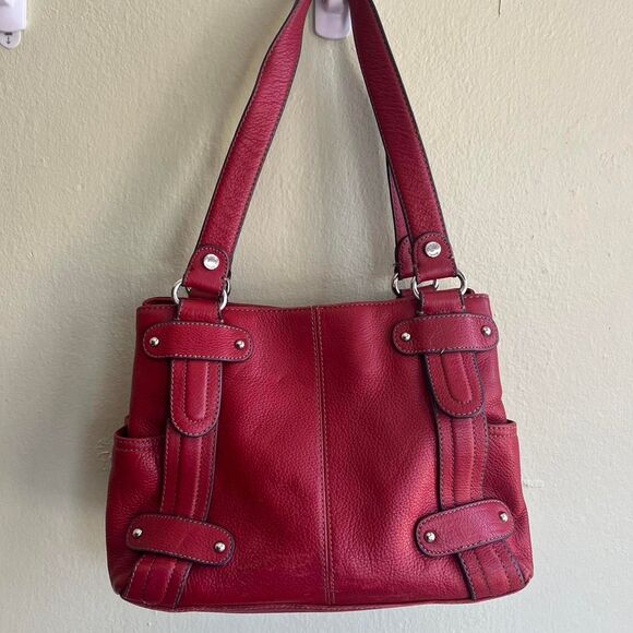 Tignanello Shoulder Bag Women's Red Leather Vintage - Picture 1 of 8